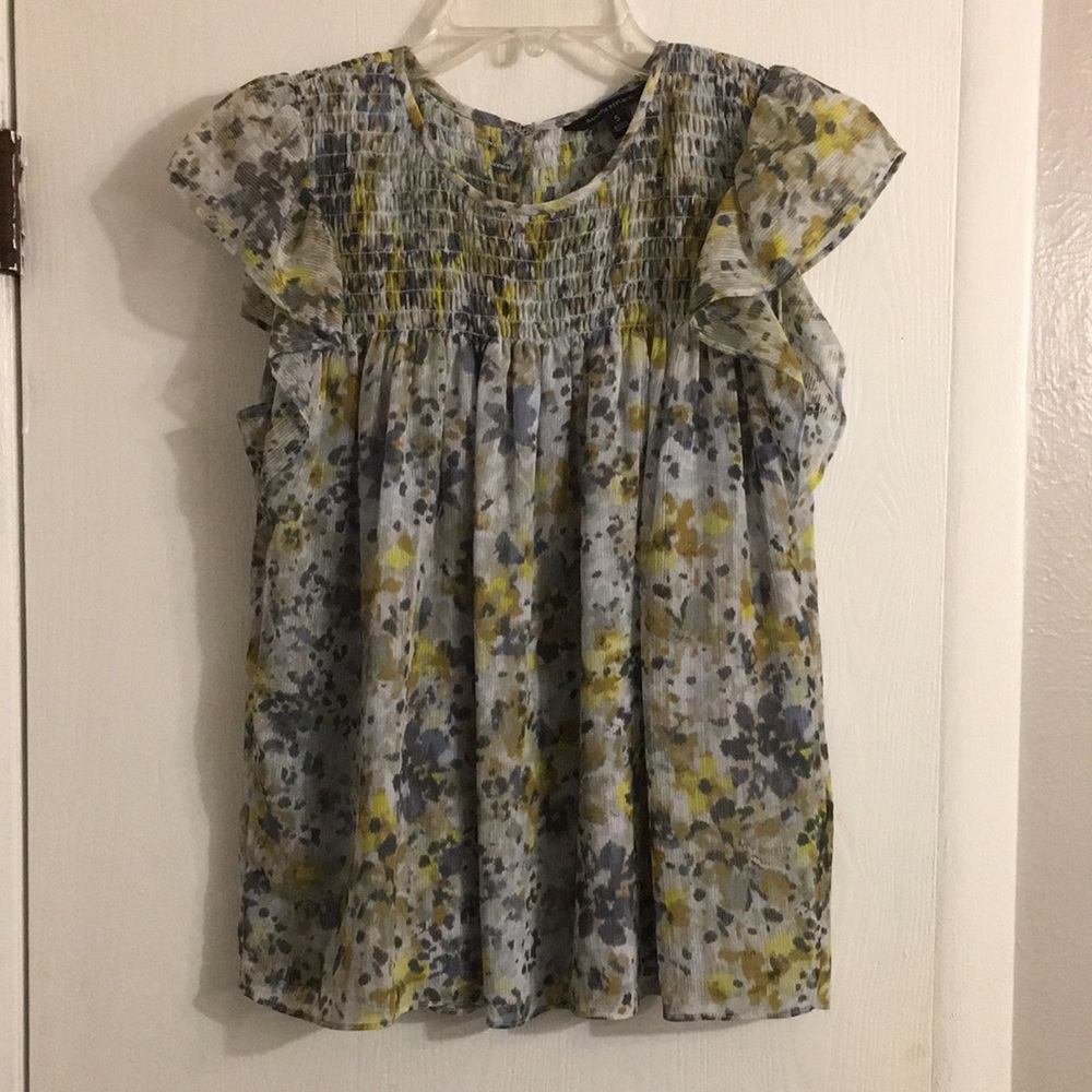 Ruffle sheer sleeve chiffon babydoll blouse